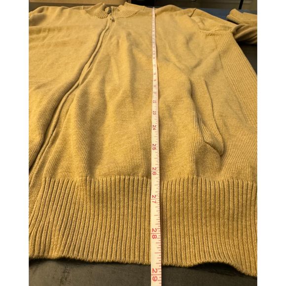 Men's Club Room Khaki Zip Front Ribbed Pocketed Sweater - Sz L - Picture 10 of 11